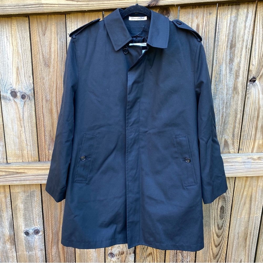MISTY HARBOR VINTAGE MEN’S BLACK CONVERTIBLE OVERCOAT TRENCH CAR COAT 38 R